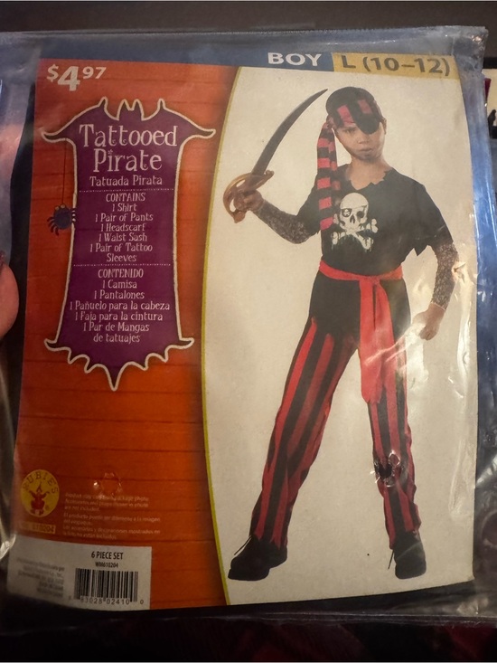 Rubie's Other - Rubies 6 Pcs. Tattooed Pirate Costume, Boy's Large (10-12) Buccaneer Halloween